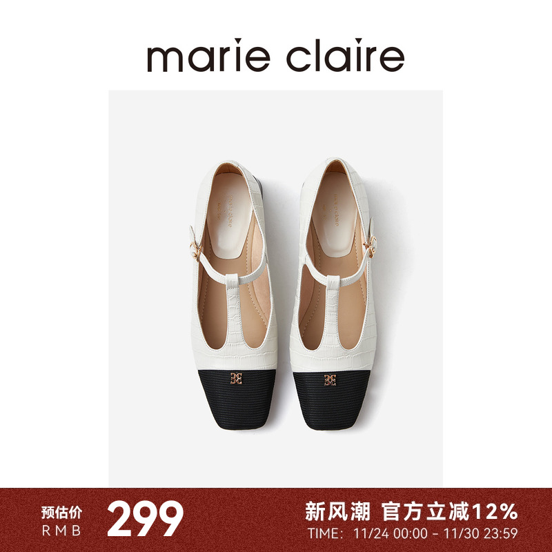 MC女鞋浅口方头玛丽珍单鞋小香风