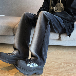 早秋 美式VIBE高街微喇叭裤男撞色显瘦百搭牛仔裤 K682-P50 控78图片