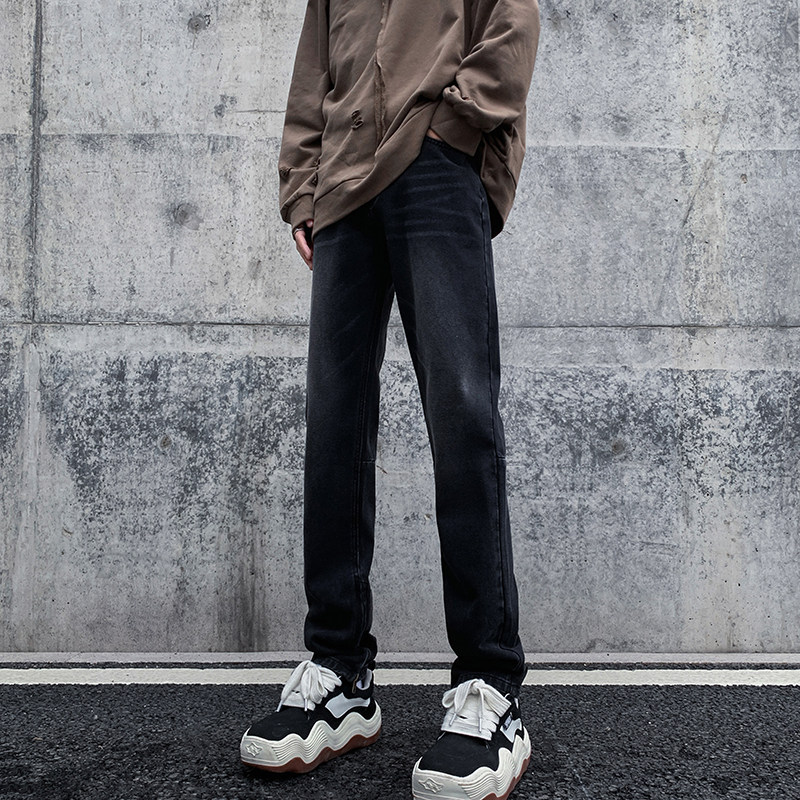 早秋四季高街vibe修身长裤黄泥染拉链牛仔裤男K823-P55,男装牛仔裤,星座205