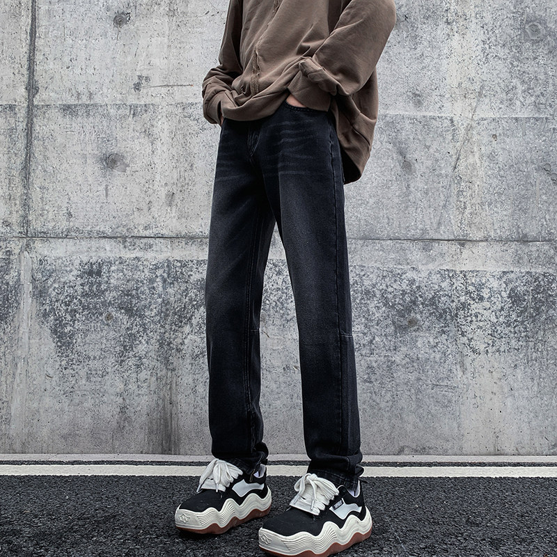 早秋四季高街vibe修身长裤黄泥染拉链牛仔裤男K823-P55,男装牛仔裤,星座205