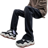 早秋四季高街vibe修身长裤黄泥染拉链牛仔裤男K823-P55，男装牛仔裤，星座205