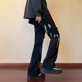 早秋高街美式vibe微喇扎染修身牛仔裤男黑色休闲裤K883-P55控78，男装牛仔裤，星座205