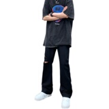 早秋美高街纯黑色弹力修身直筒大码微喇情侣牛仔裤男K860-P50，男装牛仔裤，星座205