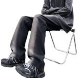 早秋美式VIBE高街微喇叭裤男撞色显瘦百搭牛仔裤K682-P50控78，男装牛仔裤，星座205