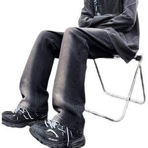 早秋 美式VIBE高街微喇叭裤男撞色显瘦百搭牛仔裤 K682-P50 控78图片