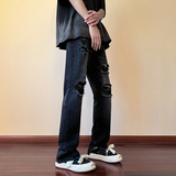 春夏高街vibe修身破洞黄泥染拉链牛仔裤男K822-K823-P65控88，男装牛仔裤，星座205
