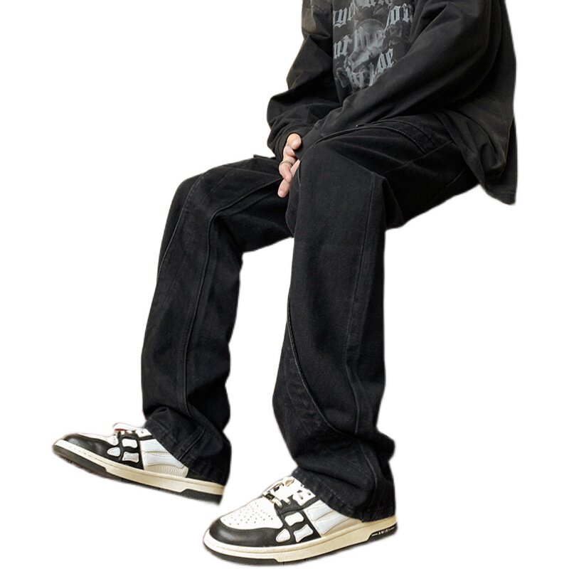 早秋新款美式高街设计感直筒宽松牛仔裤男休闲长裤K833-P65控88,男装牛仔裤,星座205