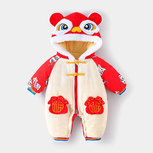 婴儿衣服宝宝秋装满月百天周岁礼服外出服冬天连体衣春秋保暖冬装