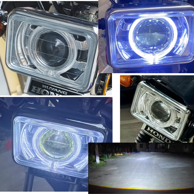 适用于铃木王GS/CG125大灯总成方灯改装海5LED双光透镜天使眼配件