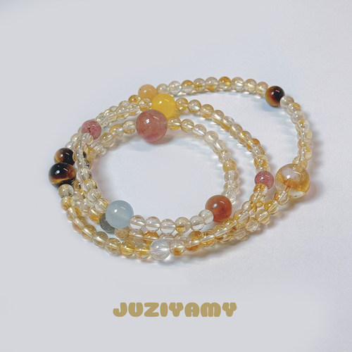 橘子yamy天然黄塔晶多圈招财手串