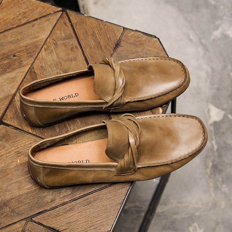 豆豆鞋2024春季新款百搭透气休闲男鞋一脚蹬懒人软底乐福鞋男真皮,流行男鞋,乐福鞋（豆豆鞋）,淘宝优惠券,粉丝福利购,淘宝优惠卷