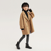 加厚毛呢外套 领中长款 男童女童双面羊绒大衣2025秋冬新款 儿童西装