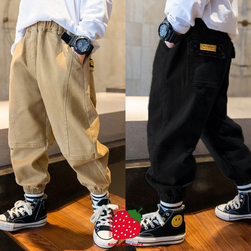 裤子儿童2024春秋新款工装加绒