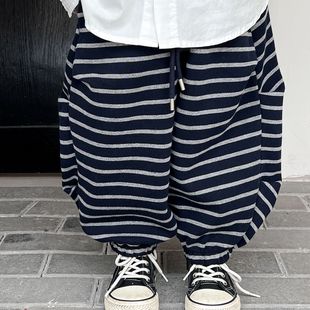 男孩运动卫裤 男童条纹裤 宝宝洋气弯刀长裤 休闲裤 儿童秋装