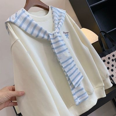 女童超好看加绒披肩圆领卫衣秋冬2025新款小个子洋气爆款外套潮