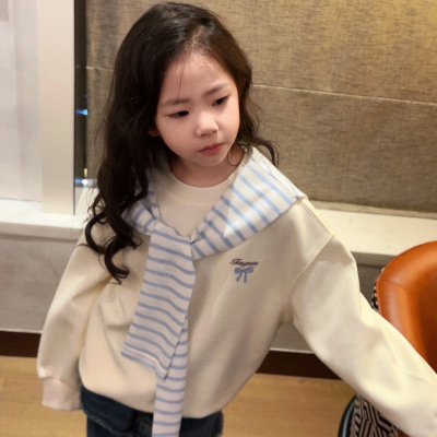 女童超好看加绒披肩圆领卫衣秋冬2025新款小个子洋气爆款外套潮