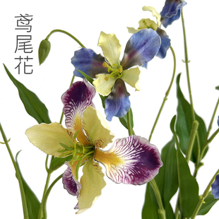 高仿真手感鸢尾花爱丽丝3D打印色莫奈风假花室内玄关装饰花艺摆件