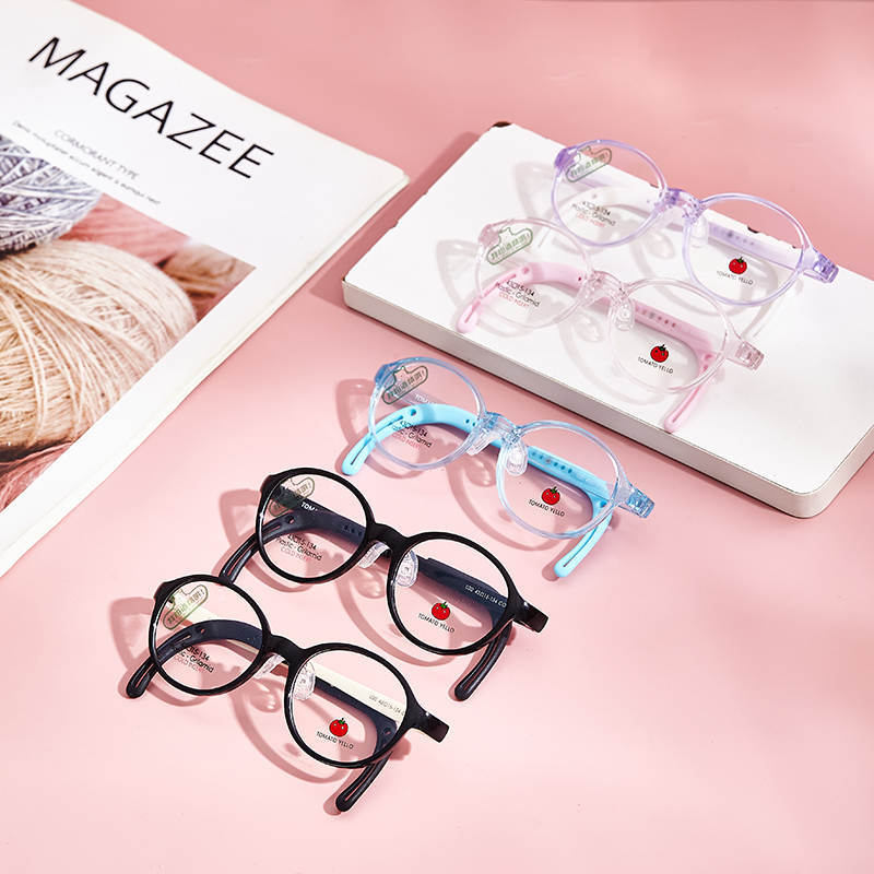番茄儿童眼镜框超轻可调节2-12岁硅胶鼻托远视近视散光镜架男女孩