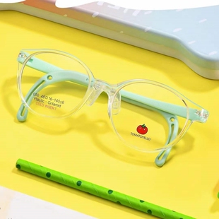 国产小番茄儿童眼镜框透明9 11岁男女童近视离焦眼镜架绿色西红柿