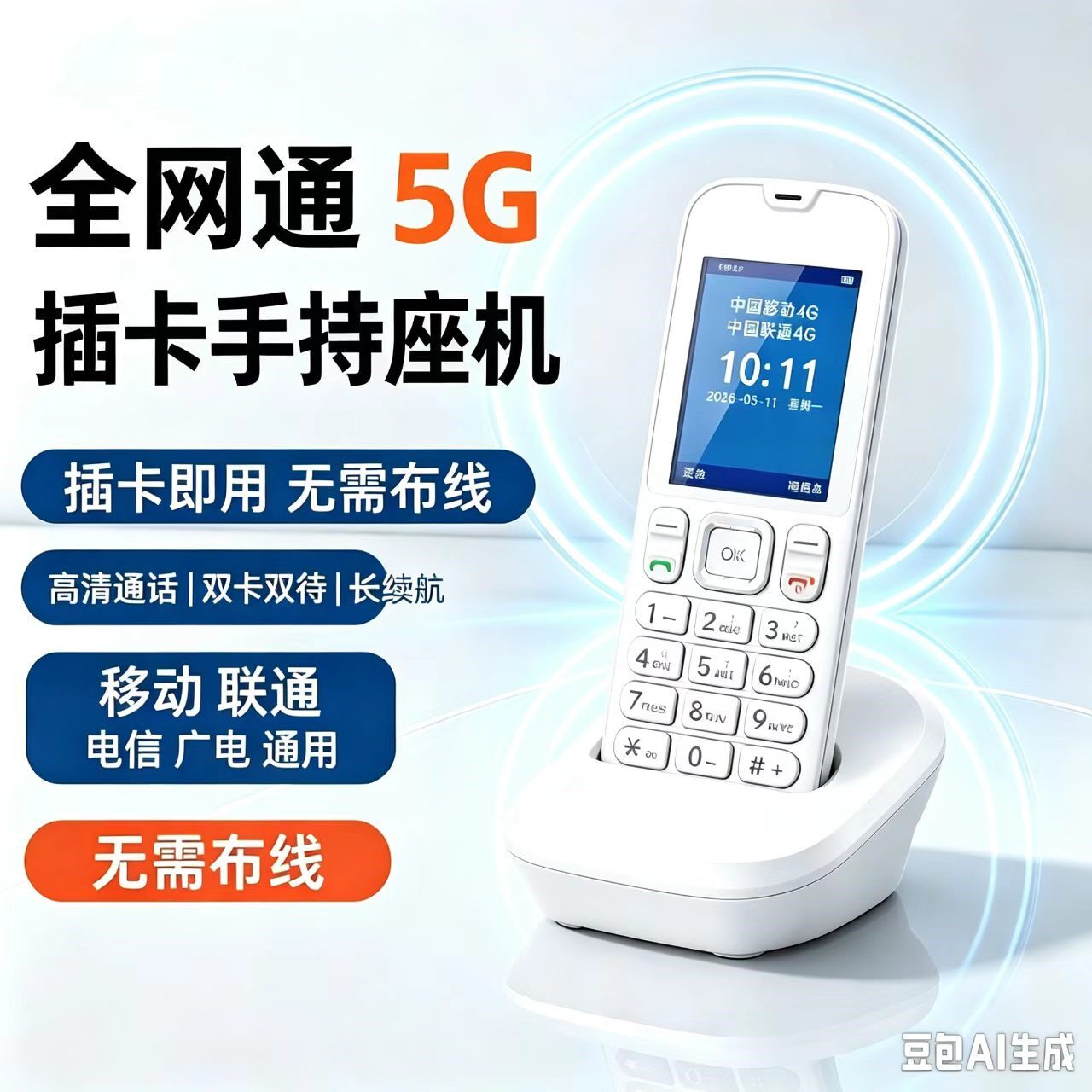 全网通插卡手持机移动联通电信5G无线座机家用办公电销手持电话机