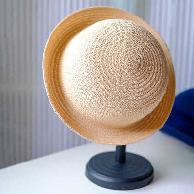 手工编织儿童帽子夏天透气宽檐礼帽男女宝宝遮阳防晒帽沙滩草帽潮