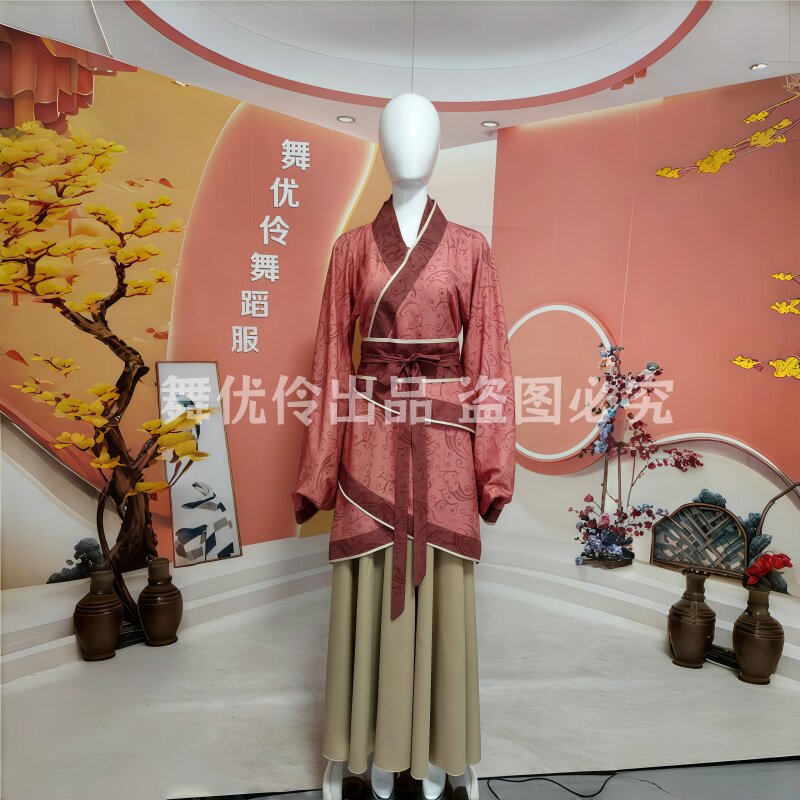 原创汉服曲裾深衣同款汉唐舞蹈演出表演服专业定制女子群舞W