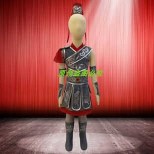 古典古装儿童舞蹈演出服装花木兰从军群舞艺考服装中国风比赛定制