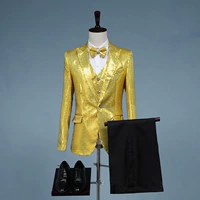 2019 phiên bản tiếng Hàn mới của người đàn ông tự tu luyện trang phục phù hợp với sân khấu studio áo sơ mi nhỏ sáng bóng - Suit phù hợp suit nam