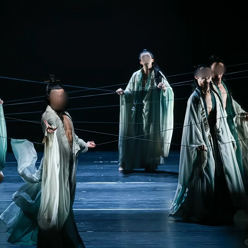 男子古典群舞《广陵绝响》同款渐变儿童舞蹈演出表演服专业定制W
