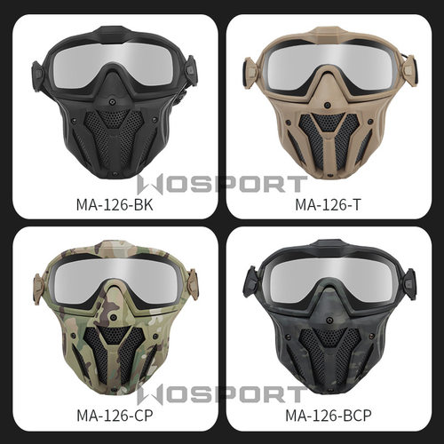 WoSporT厂家直销WST战术防雾面具 防雾防紫外线战术面具套装纯色
