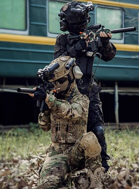 纯棉儿童迷彩服套装男户外战术特种兵长袖军训表演迷彩演出套装女