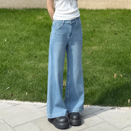 高腰牛仔微喇裤女2026新款夏薄款显瘦显高垂感休闲百搭女士喇叭裤