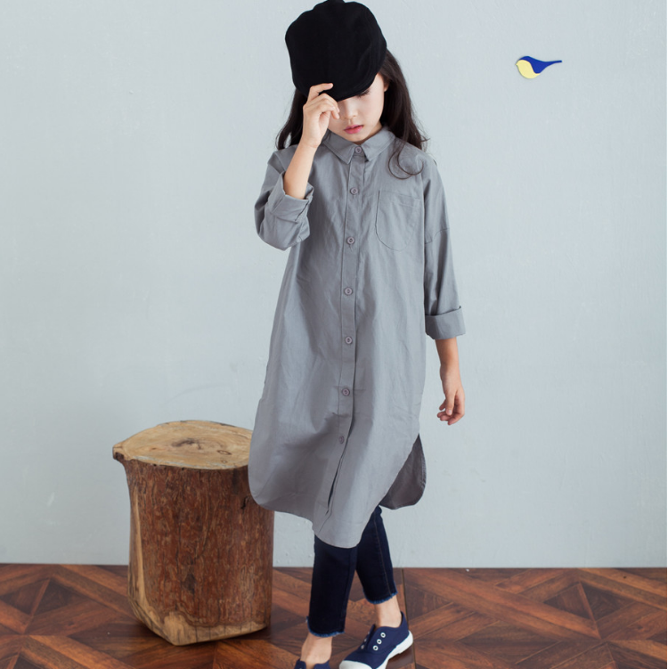 Chemise fille à manche longue en coton - Ref 2086154 Image 1