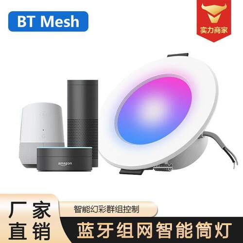阿希照明控制智能跨境暗装/组网剧本蓝牙9Wp调光MESH筒灯无线杀ap