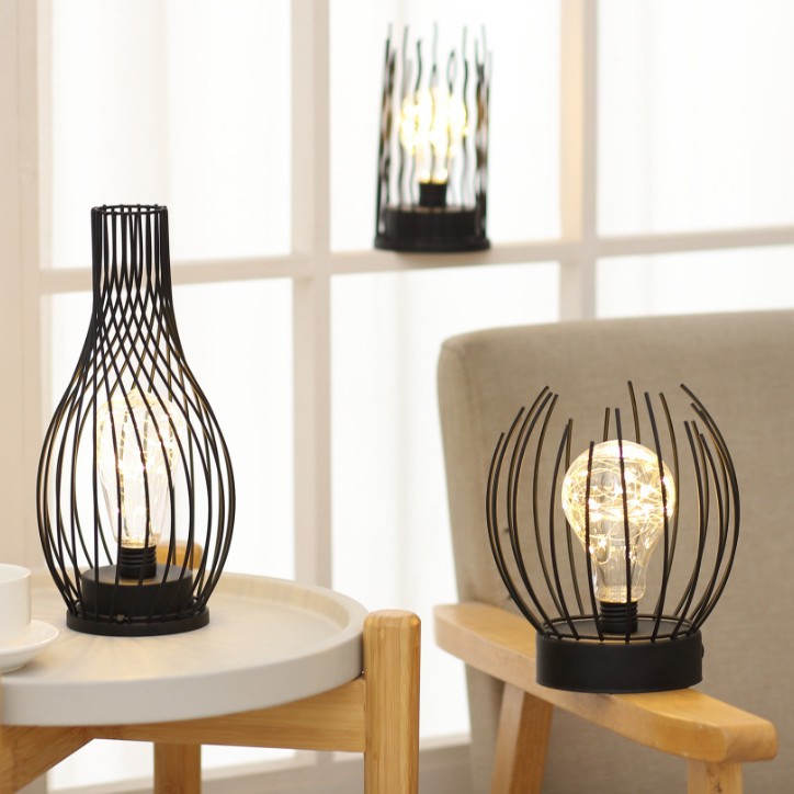 LED网红创意台灯INS装饰摆设小夜灯铁艺灯简易北欧风