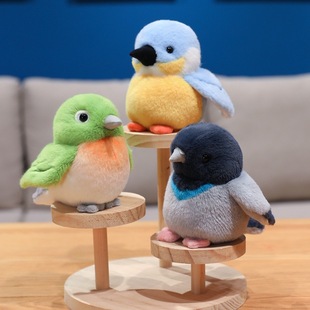赛特嘟嘟会叫仿真小鸟山雀翠鸟公仔毛绒玩具摆件陪伴玩偶儿童礼物