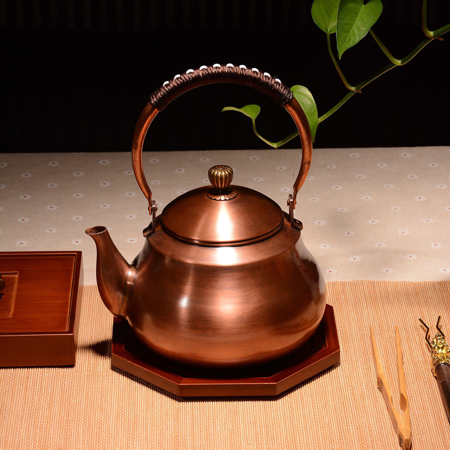 素铜壶手工1.5l铜壶素壶烧水茶具茶壶纯紫铜养生壶
