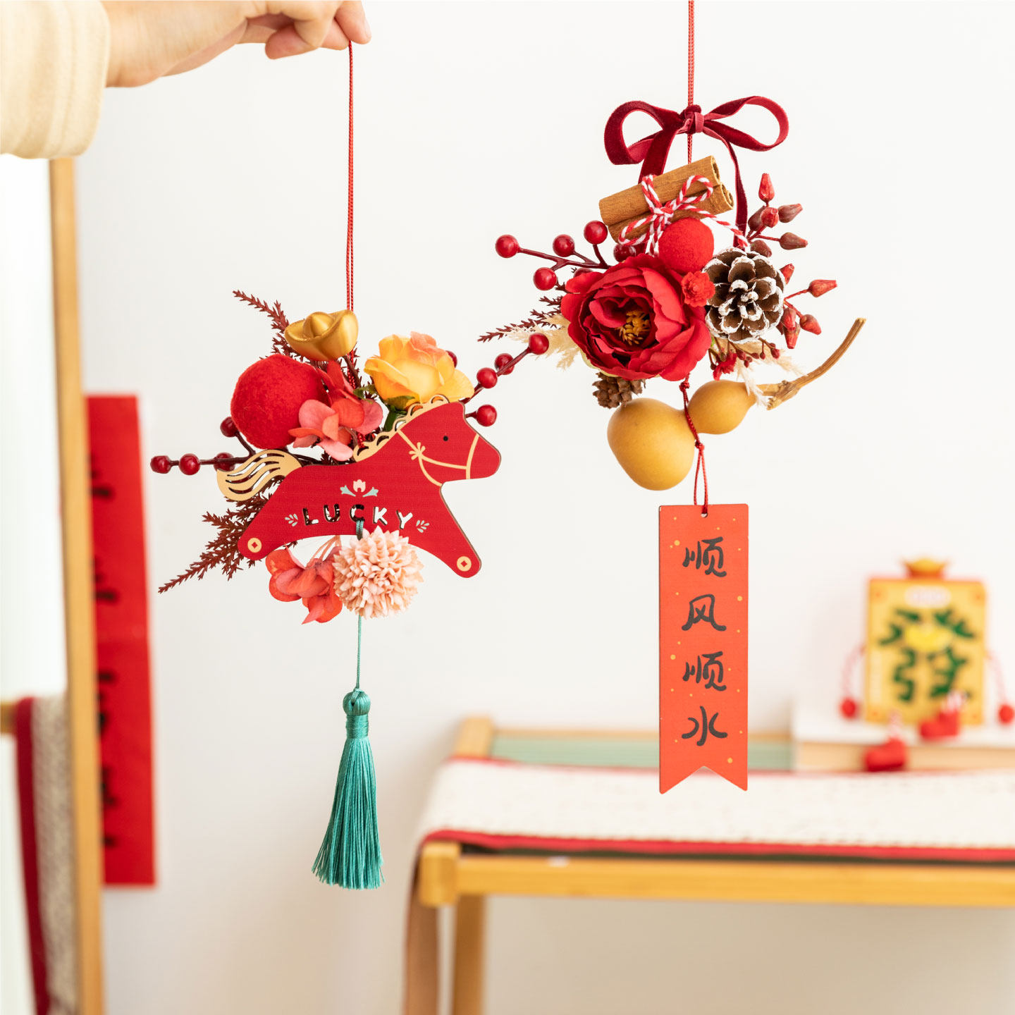 阿楹 过年福马上好运挂件厨房玻璃墙贴门锁装饰办公室儿童房布置