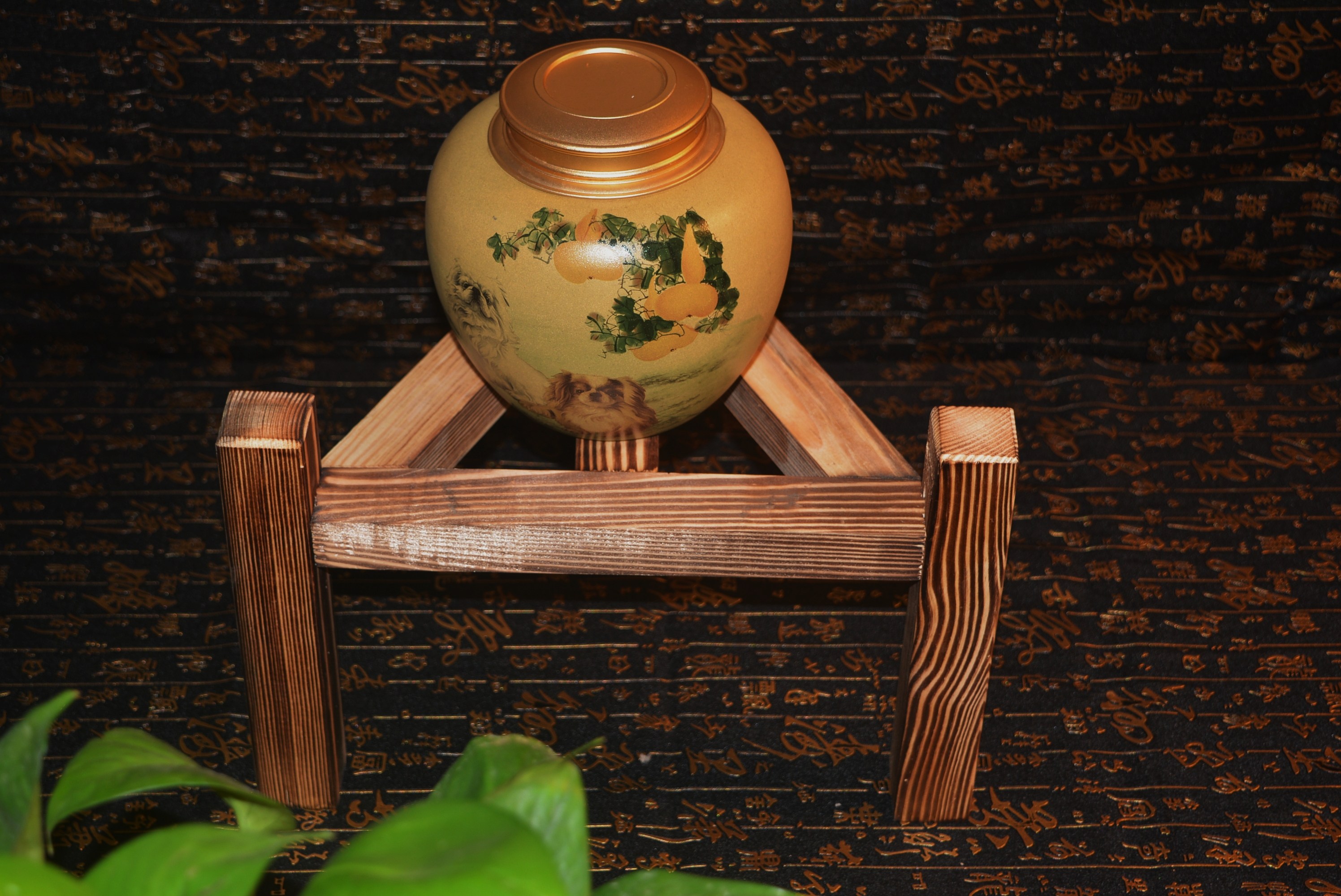 紫砂水缸架子酒坛支架实木麦饭石水缸木架底座花盆鱼缸木架三脚架