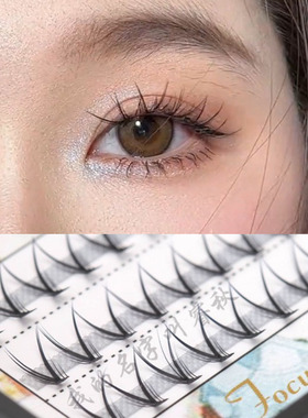 出口日本 漫画感单株假睫毛 睿秋MR-019V型鱼尾朵毛自嫁接眼睫毛