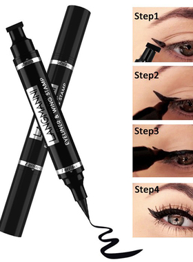 懒人双头印章眼线笔 不易晕染黑色2合1三角黑色眼线液猫眼欧美妆