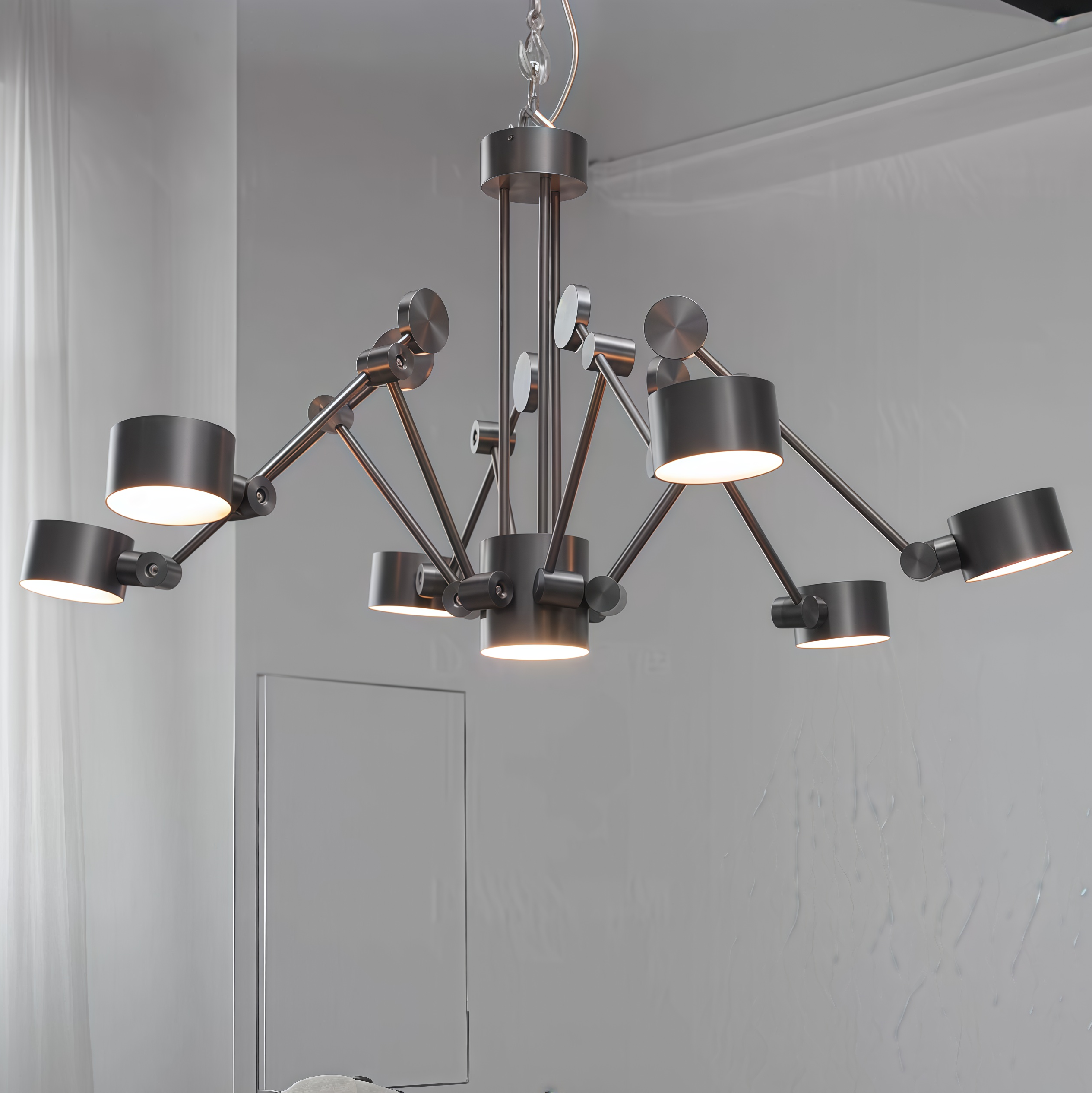 意式极简吊灯轻奢原木风格中国风茶韵吧台艺术玻璃悬浮升降吊灯