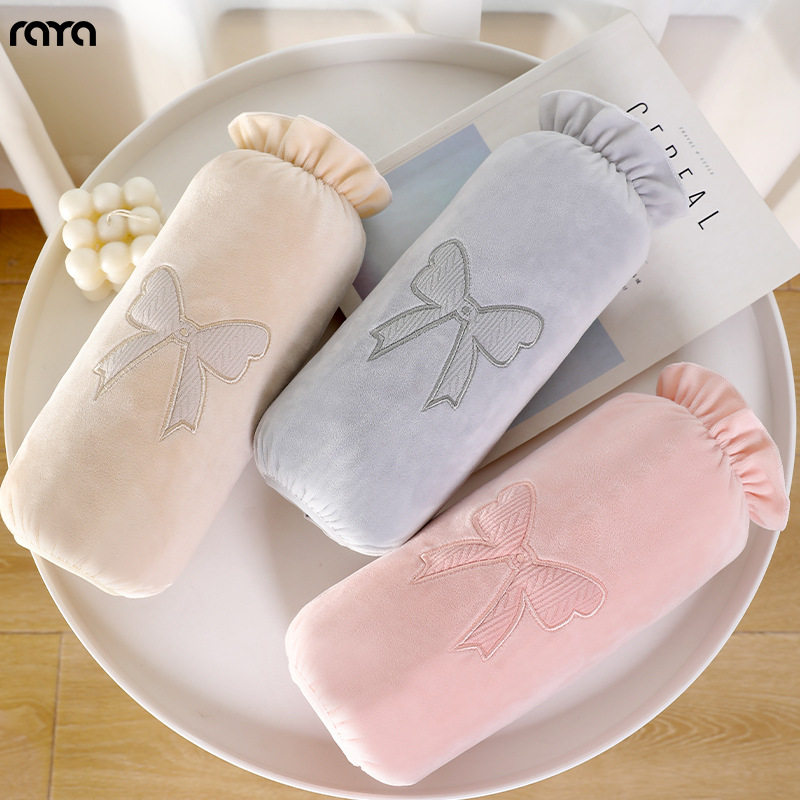 新款蝴蝶结长款袖套女款秋冬季毛绒防脏护袖头办公室上班学生套袖