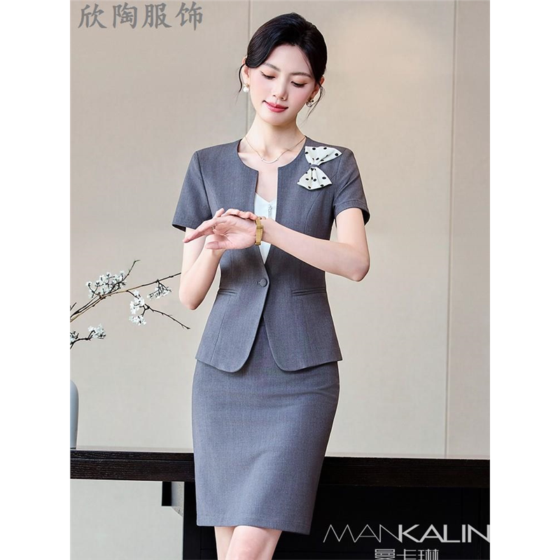 短袖西装套装女夏季高端职业装珠宝店气质正装工作服酒店前台制服