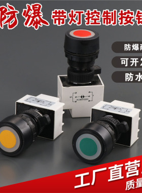 BA8030防爆防腐带灯按钮 防爆自复位带灯按钮 防爆按钮开关30mm