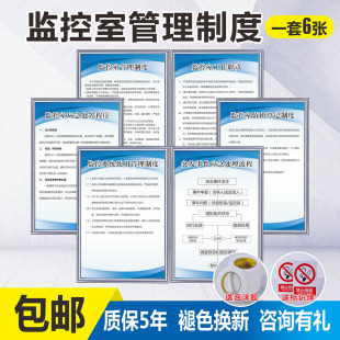 监控室管理制度牌商超小区物业保安室标识牌应急预案制度监控运行中提醒告示牌监控区域警示牌贴纸塑料板定制