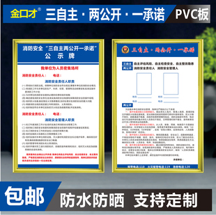 消防安全承诺书消防安全三自主两公开一承诺公示牌消防安全公示牌 防检查公示牌消防宣传公示牌