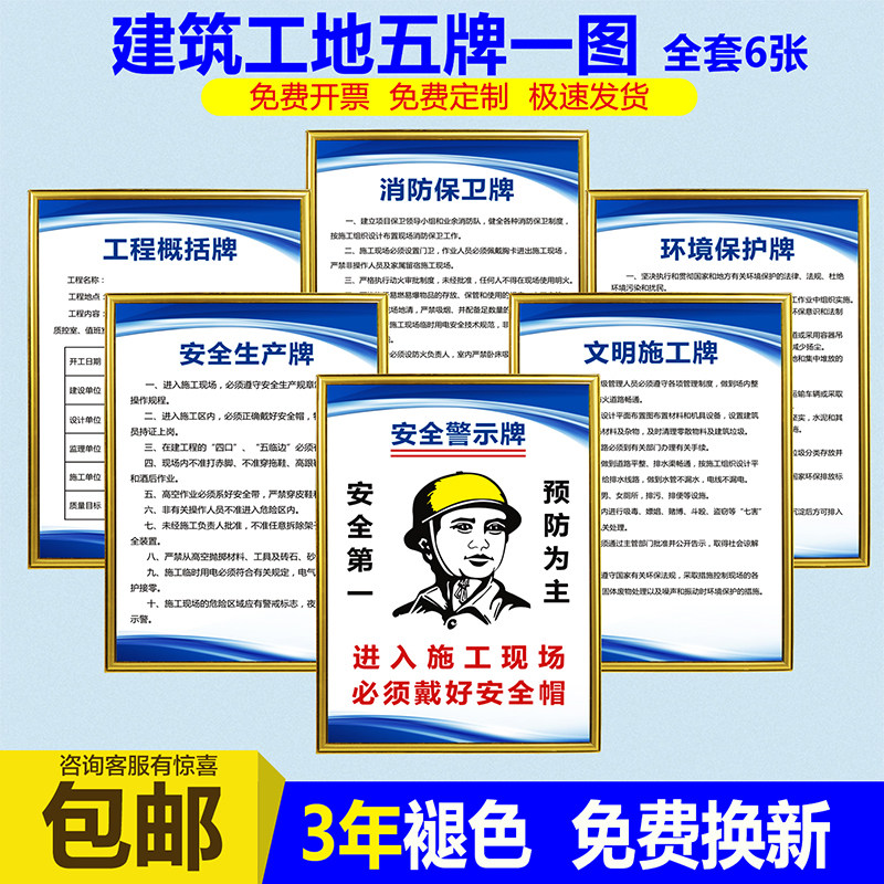 建筑工地制度牌五牌一图文明施工安全管理规章制度牌牌子岗位职责检查