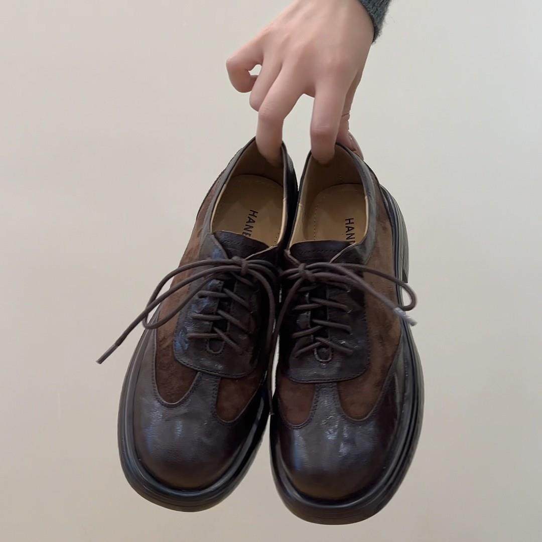 4cm粗跟英伦学院风系带小皮鞋女春秋新款厚底系带单鞋真皮乐福鞋,女鞋,深口单鞋,淘宝优惠券,粉丝福利购,淘宝优惠卷