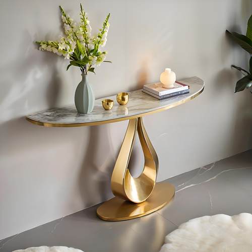 轻奢风不锈钢玄关台别墅靠墙端景